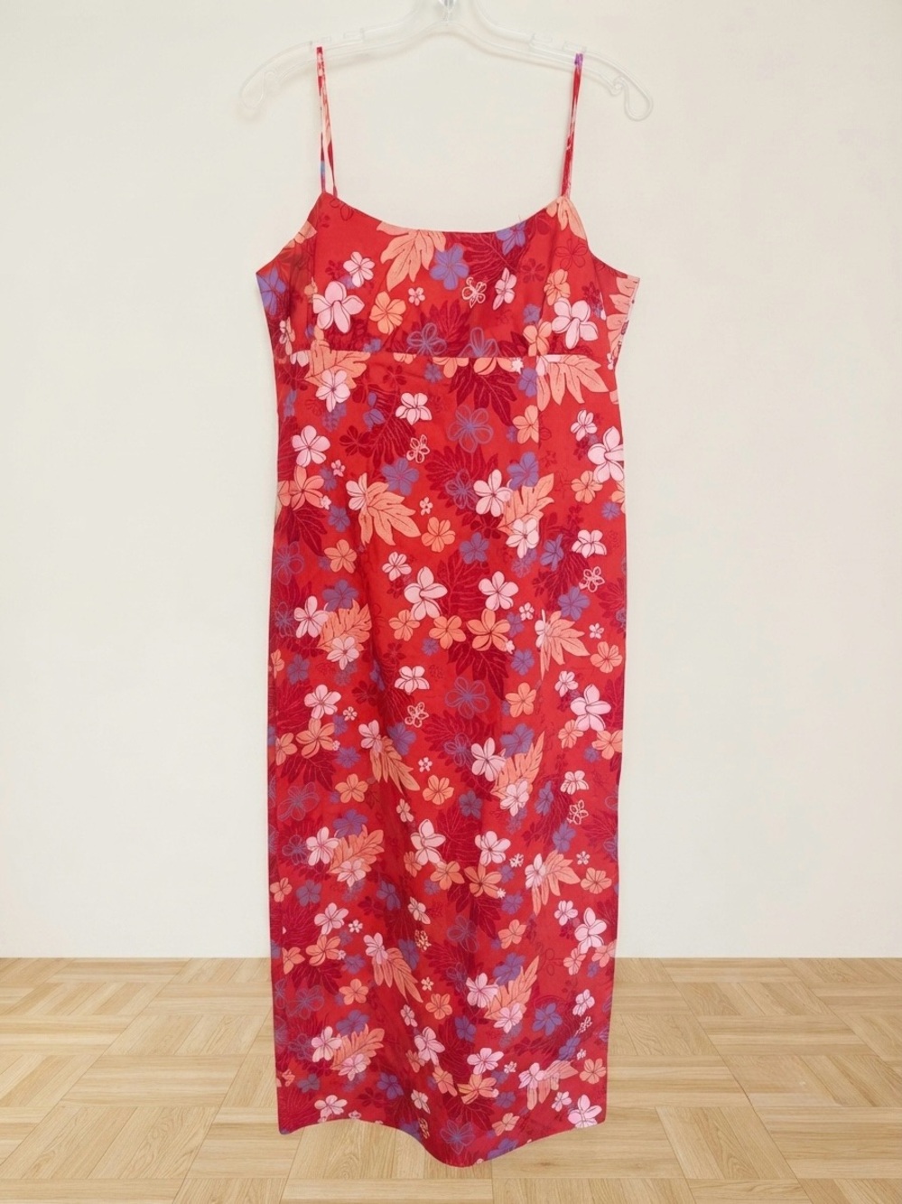 Haku Red Floral Hawaiian Slip Dress